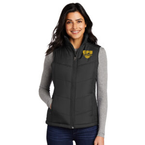 CPU Volleyball Port Authority Ladies Puffy Vest jacket-Black/Black