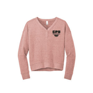 CPU Volleyball District Women’s Perfect Tri Fleece Crop V-Neck Sweatshirt-Blush Frost