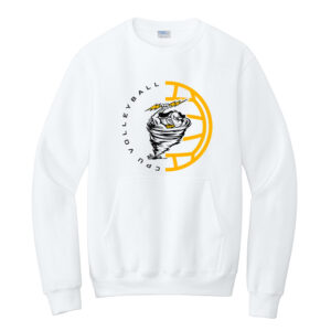 CPU Volleyball Unisex Core Fleece Crewneck Pocket Sweatshirt-White