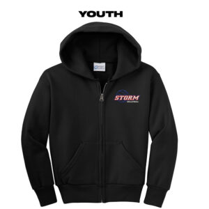 Camanche Volleyball Youth Core Fleece Full Zip Hooded Sweatshirt-Black