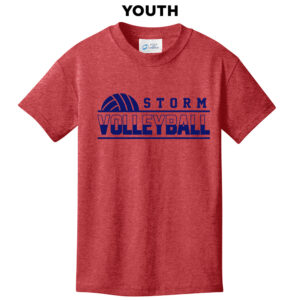 Camanche Volleyball Youth Short Sleeve Tee-Heather Red