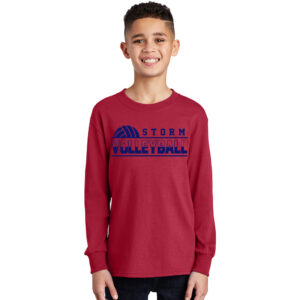 Camanche Volleyball Youth Long Sleeve Tee-Red