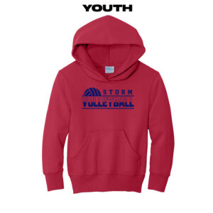 Camanche Volleyball Youth Fleece Hooded Sweatshirt-Red