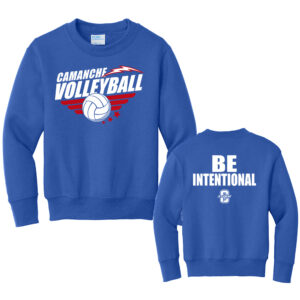 Camanche Volleyball Youth Fleece Crewneck Sweatshirt-Royal