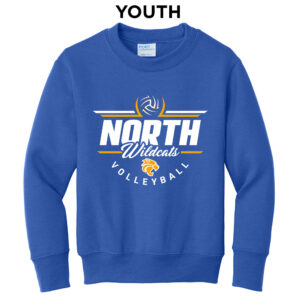 DN Volleyball Youth Fleece Crewneck Sweatshirt-Royal