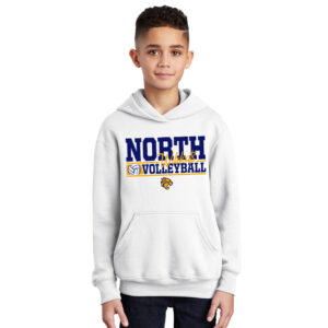 DN Volleyball Youth Fleece Hooded Sweatshirt-White