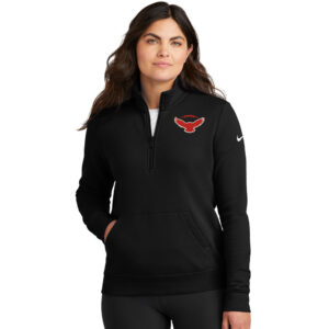 DW Football Nike Ladies Club Fleece Sleeve Swoosh 1/2-Zip-Black