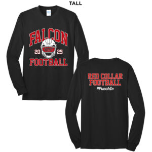 DW Football Tall Long Sleeve Cotton Tee-Black