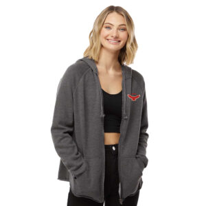 DW Football Women’s California Wave Wash Full-Zip Hooded Sweatshirt -Shadow