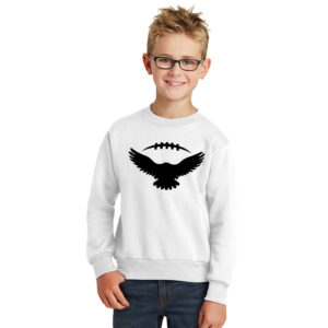 DW Football Youth Fleece Crewneck Sweatshirt-White