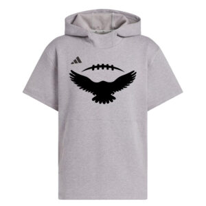 DW Football Adidas  Dugout NWV Short Sleeve Hoodie- Medium Grey Heather