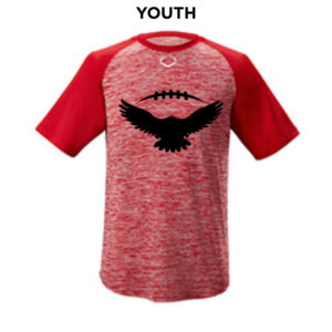 DW Football Evoshield YOUTH E304 performance color block short sleeve performance shirt-Scarlet (YM/YL)