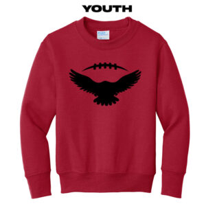 DW Football Youth Fleece Crewneck Sweatshirt-Red