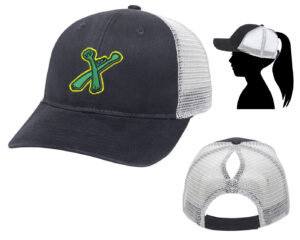 Xtreme Softball Ladies Ponytail Mesh Back Cap-Black/White