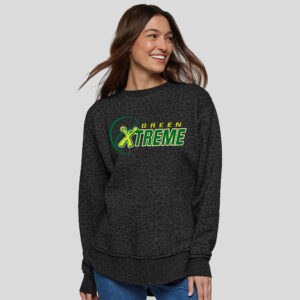 Xtreme Softball LAT Women’s Weekend Fleece Crewneck Sweatshirt-Black Leopard
