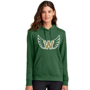 West Nike Women’s Club Fleece Sleeve Swoosh Pullover Hoodie-Gorge Green