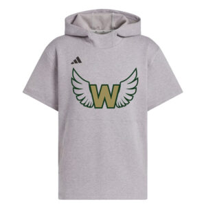 West Adidas  Dugout NWV Short Sleeve Hoodie- Medium Grey Heather