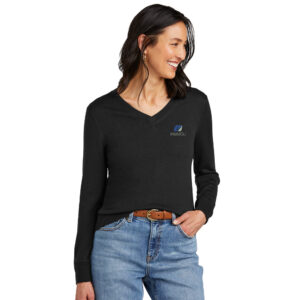 IHMVCU Brooks Brothers Women’s Washable Merino V-Neck Sweater-Deep Black