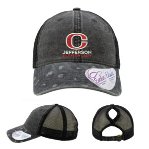 Jefferson Elementary Infinity Her Women’s Printed Visor with Mesh Back Cap-Black/Black Leopard