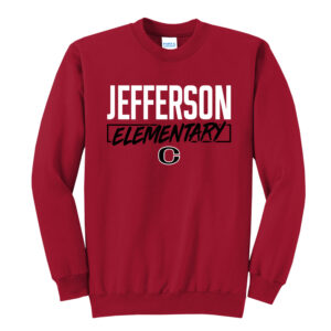 Jefferson Elementary Unisex Fleece Crewneck Sweatshirt-Red