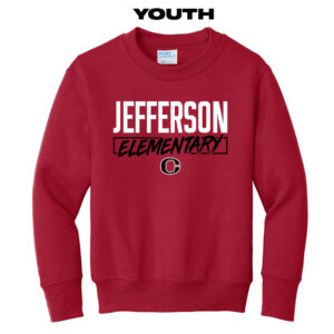 Jefferson Elementary Youth Fleece Crewneck Sweatshirt-Red