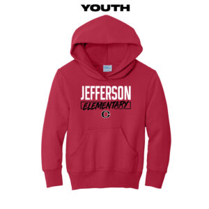 Jefferson Elementary Youth Basic Hooded Sweatshirt-Red