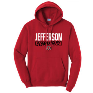 Jefferson Elementary Unisex Fleece Hooded Sweatshirt-Red