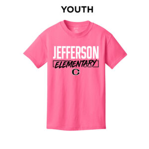 Jefferson Elementary Youth Short Sleeve Tee-Neon Pink
