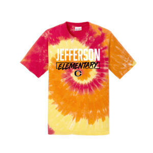 Jefferson Elementary Youth Short Sleeve Tie Dye Tee-Blaze Rainbow