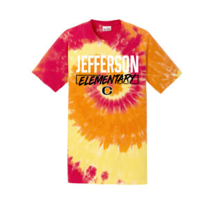 Jefferson Elementary Unisex Tie Dye Tee-Blaze rainbow