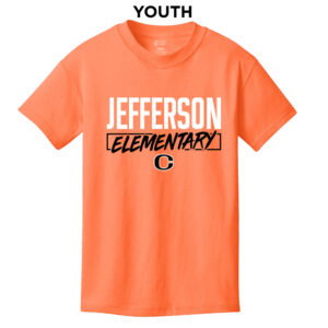 Jefferson Elementary Youth Short Sleeve Tee-Neon Orange