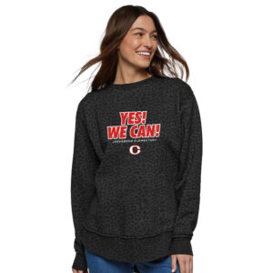 Jefferson Elementary LAT Women’s Weekend Fleece Crewneck Sweatshirt-Black Leopard
