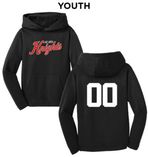 QC Knights BB Sport-Tek youth Sport Wick Fleece Hooded Pullover-Black