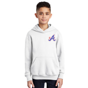 QC Knights BB Youth Fleece Hooded Sweatshirt-White