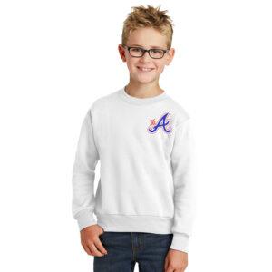 QC Knights BB Youth Fleece Crewneck Sweatshirt-White