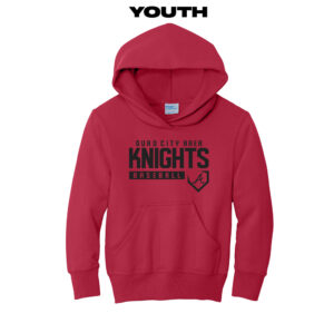 QC Knights BB Youth Fleece Hooded Sweatshirt-Red