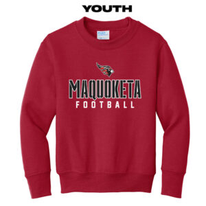 Maq Football Youth Fleece Crewneck Sweatshirt-Red