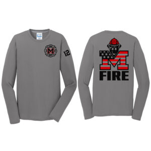 Monticello Fire Men Long Sleeve Essential Blended Performance Tee-Medium Grey