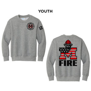 Monticello Fire Youth Fleece Crewneck Sweatshirt-Athletic Heather