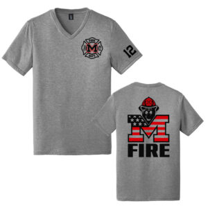 Monticello Fire District Made Mens Perfect Tri V-Neck Tee-Grey Frost
