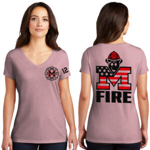 Monticello Fire District Made Ladies Perfect Tri V-Neck Tee-Heather Lavender
