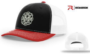 Monticello Fire Richardson Pro Crown Mesh Back Adjustable back Tri Color cap-Black/White/Red