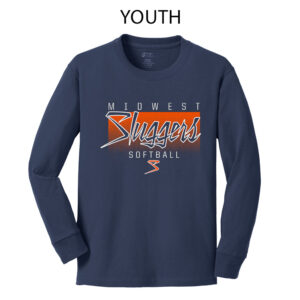 Sluggers Softball Youth Cotton Long Sleeve Tee-Navy
