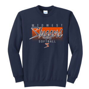 Sluggers Softball Unisex Core Fleece Crewneck Sweatshirt-Navy
