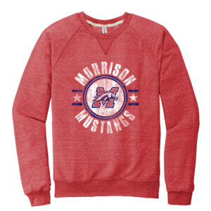 Morrison Jerzees Snow Heather French Terry Raglan Crew Unisex-Red