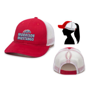 Morrison Ladies Fit With Ponytail Mesh Back Hat -Red/White