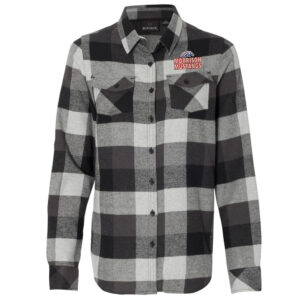 Morrison Burnside – Women’s Yarn-Dyed Long Sleeve Flannel Shirt -Black/grey