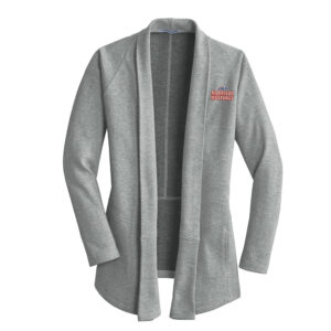 Morrison Port Authority Ladies Interlock Cardigan-Medium Heather Grey/Charcoal Heather