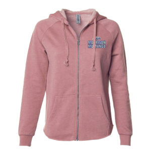Morrison Women’s California Wave Wash Full-Zip Hooded Sweatshirt-Dusty Rose