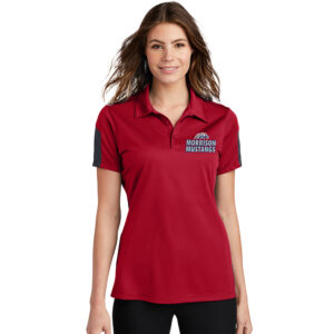 Morrison  Sport-Tek Ladies PosiCharge Active Textured Colorblock Polo-Red/Grey